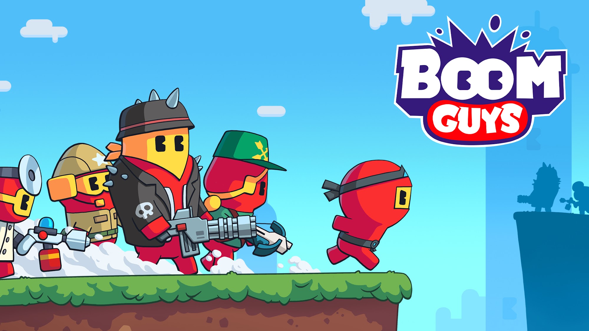 Full version of Android Run &#x27;N Gun game apk BOOM GUYS Top online PVP brawl for tablet and phone.
