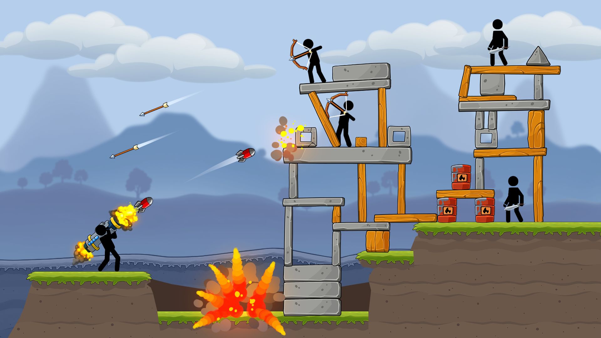Full version of Android Artillery game apk Boom Stick: Bazooka Puzzles for tablet and phone.