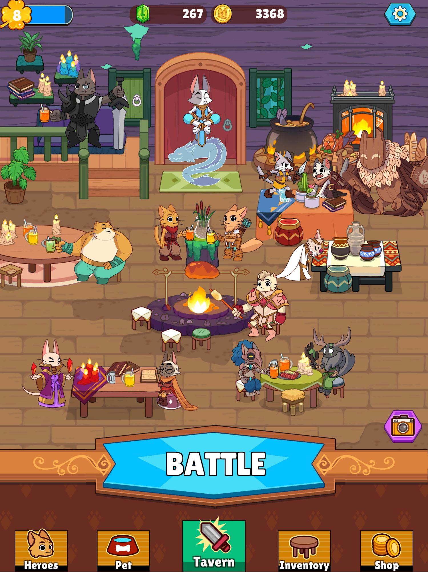 Full version of Android Clicker game apk Clicker Cats - RPG Idle Heroes for tablet and phone.