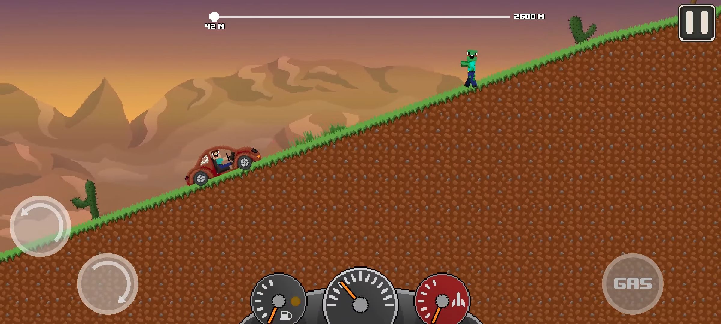 Full version of Android Pixel art game apk Noob: Up Hill Racing Car Climb for tablet and phone.