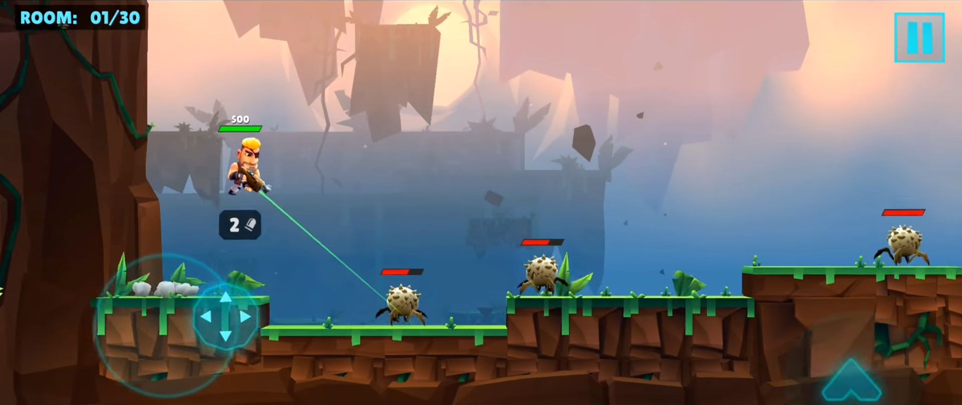 Full version of Android Platformer game apk Gun Fungus for tablet and phone.