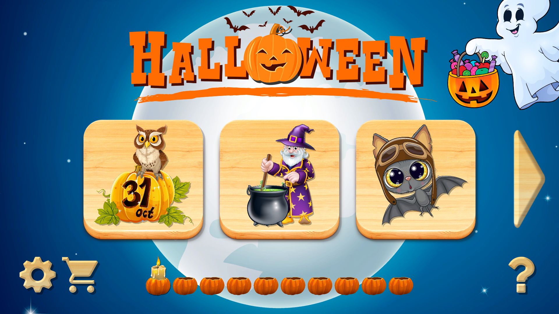 Full version of Android Logic game apk Halloween Puzzles for Kids for tablet and phone.