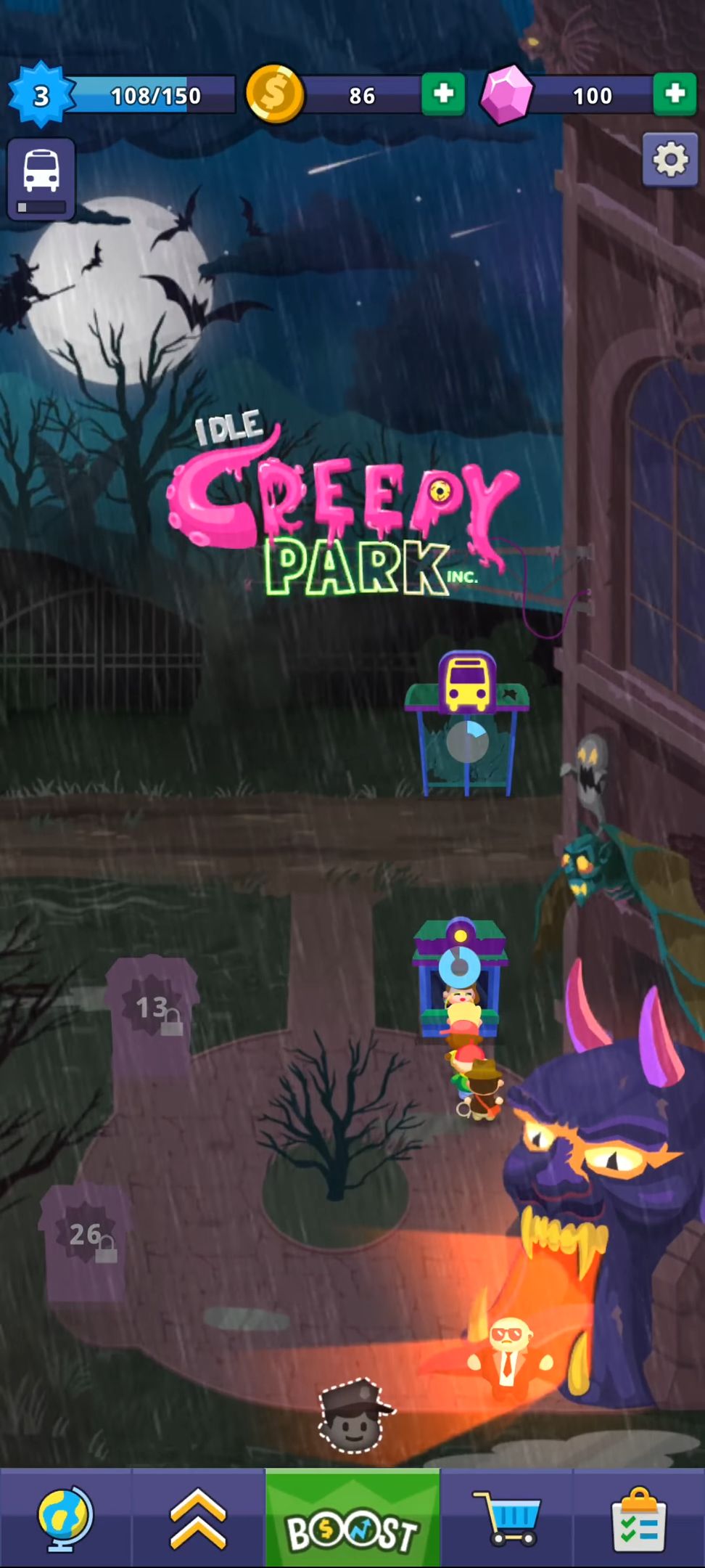Full version of Android Clicker game apk Idle Creepy Park Inc. for tablet and phone.