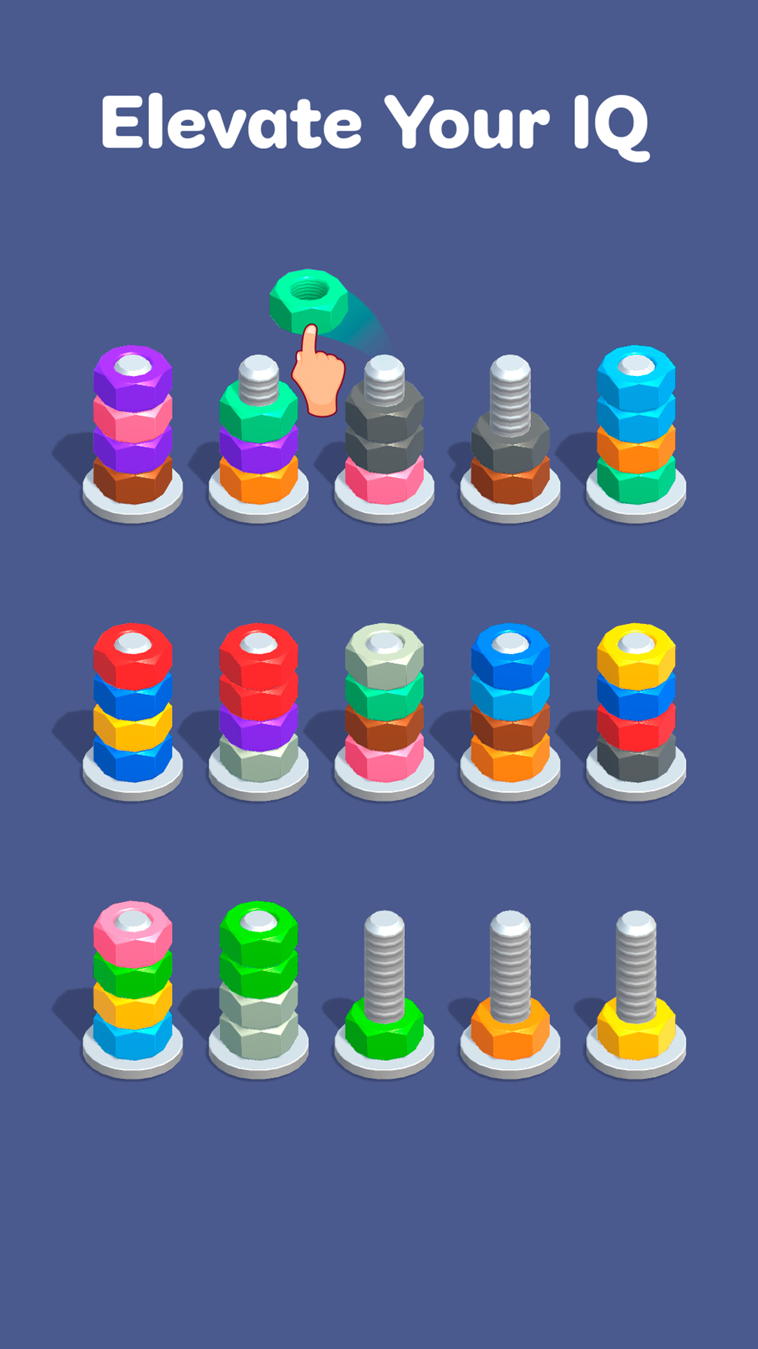 Full version of Android Puzzle game apk Nuts & Bolts, Color Screw Sort for tablet and phone.