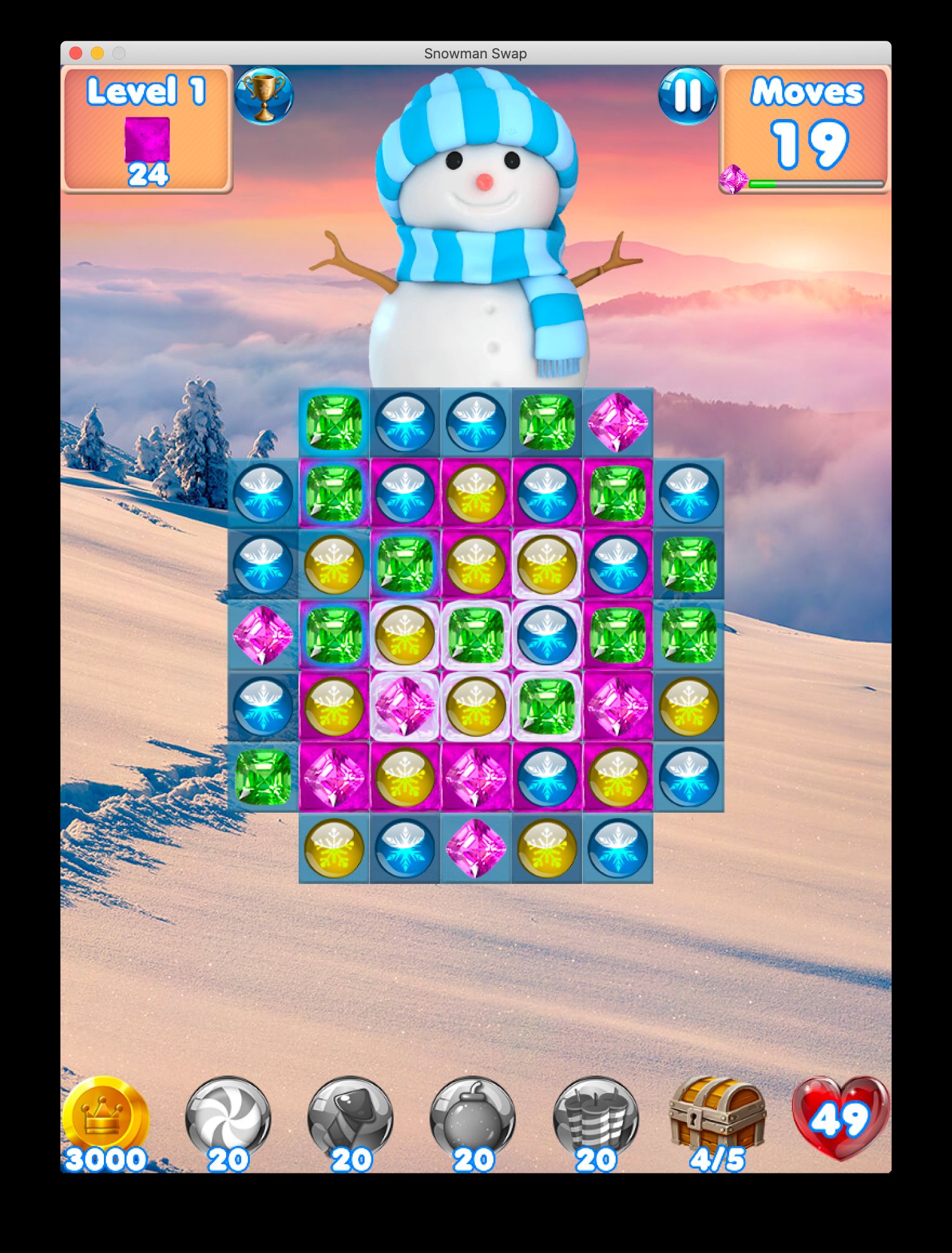 Full version of Android Match 3 game apk Snowman Swap - match 3 games and Christmas Games for tablet and phone.