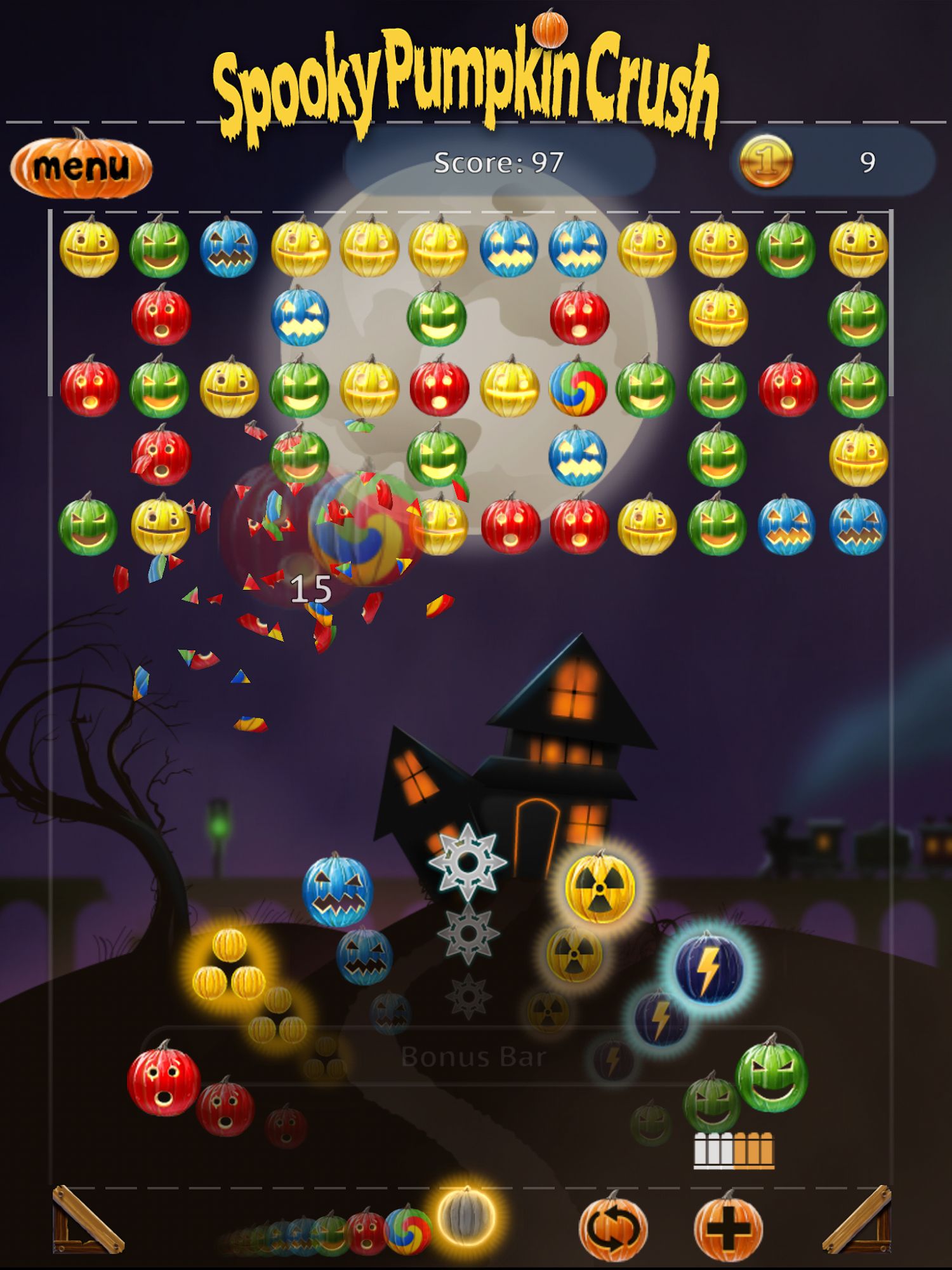 Full version of Android Logic game apk Spooky House ® Pumpkin Crush for tablet and phone.
