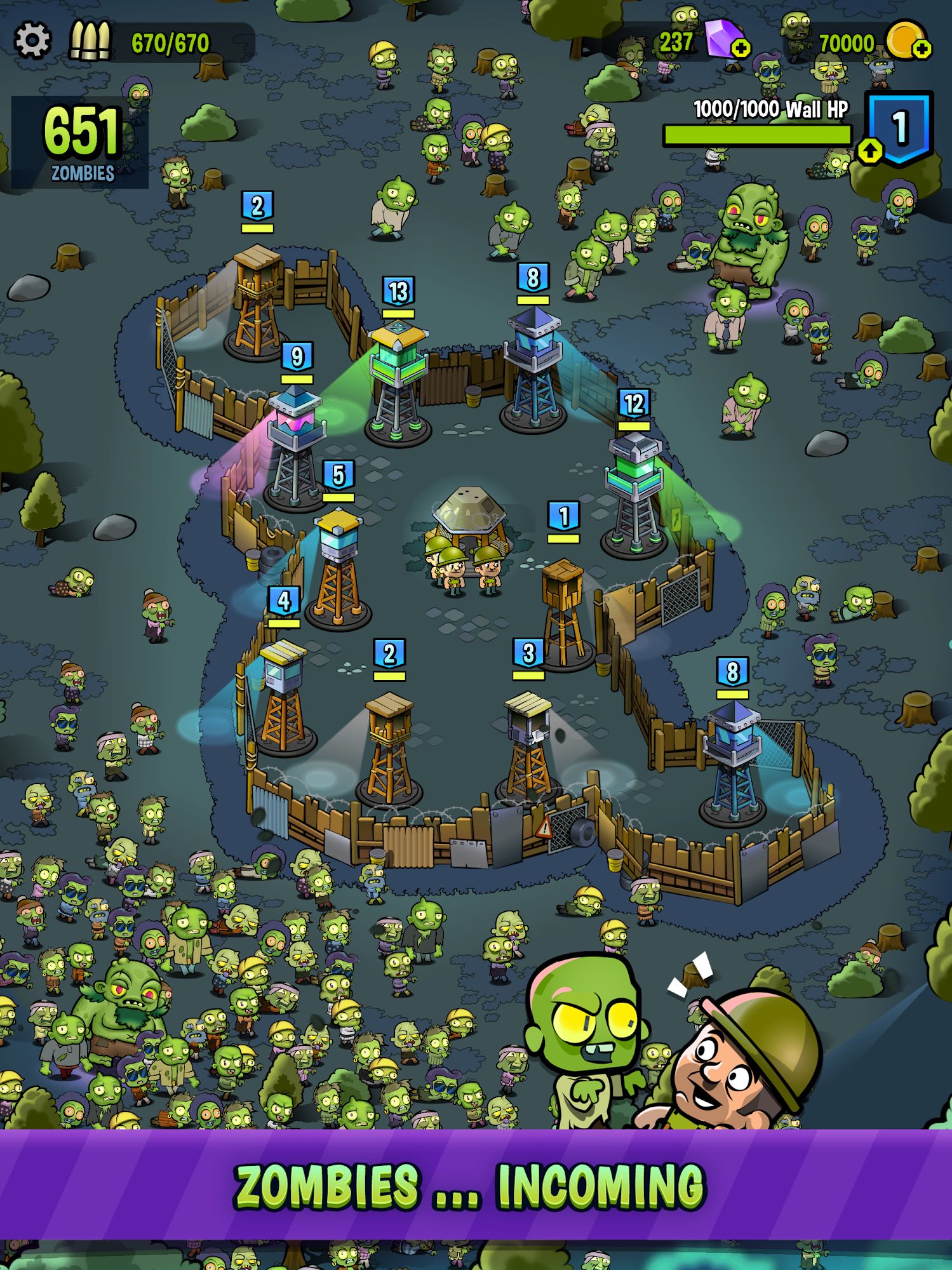 Full version of Android Zombie game apk Zombie Towers for tablet and phone.