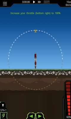 Gameplay of the SimpleRockets for Android phone or tablet.