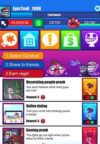 Full version of Android apk app Troll face clicker quest for tablet and phone.