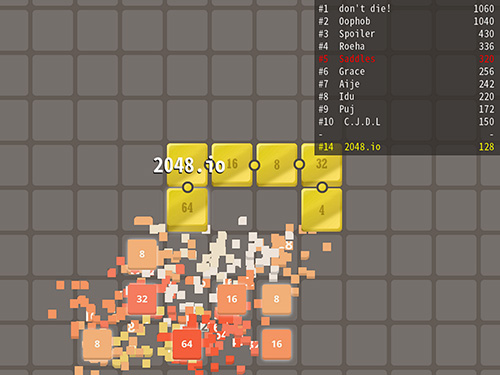 Gameplay of the 2048.io for Android phone or tablet.