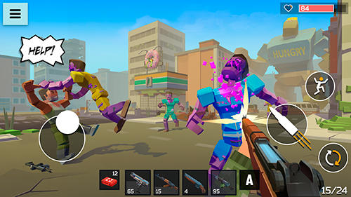 Gameplay of the 4 guns: 3D pixel shooter for Android phone or tablet.