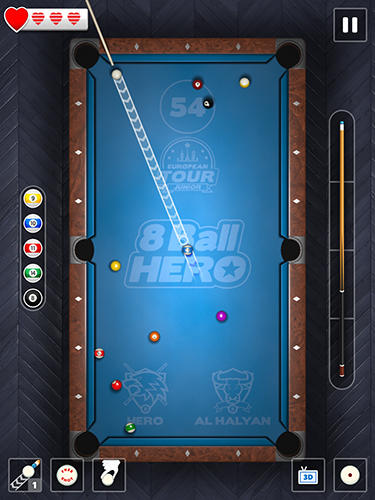 Gameplay of the 8 ball hero for Android phone or tablet.