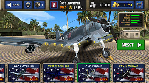 Gameplay of the Air combat pilot: WW2 Pacific for Android phone or tablet.