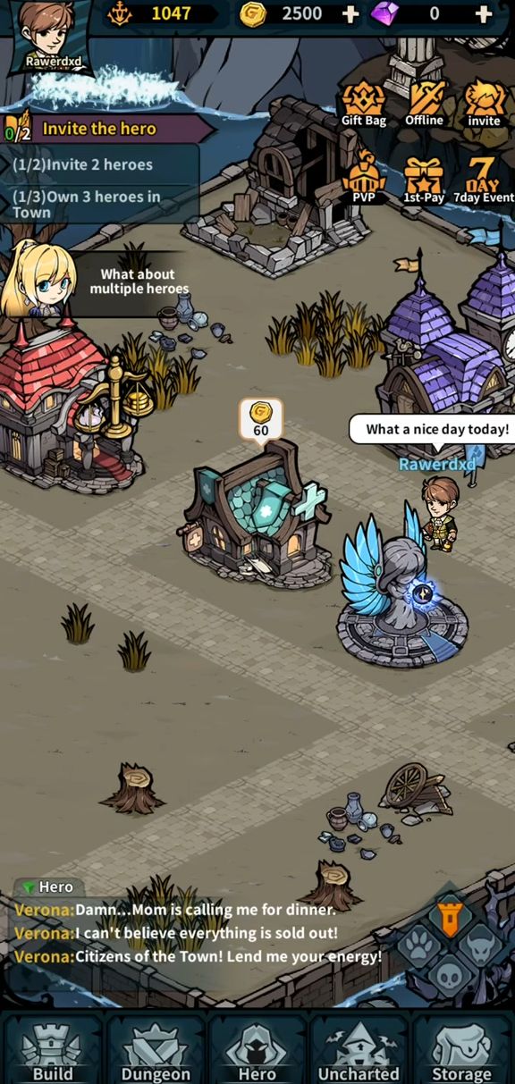 Gameplay of the Akanros Town Story for Android phone or tablet.