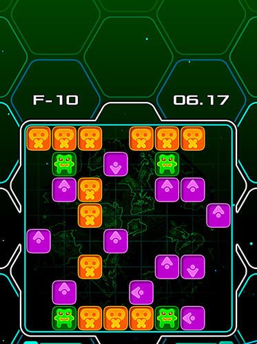 Gameplay of the Alien bricks: A logical puzzle and arcade game for Android phone or tablet.