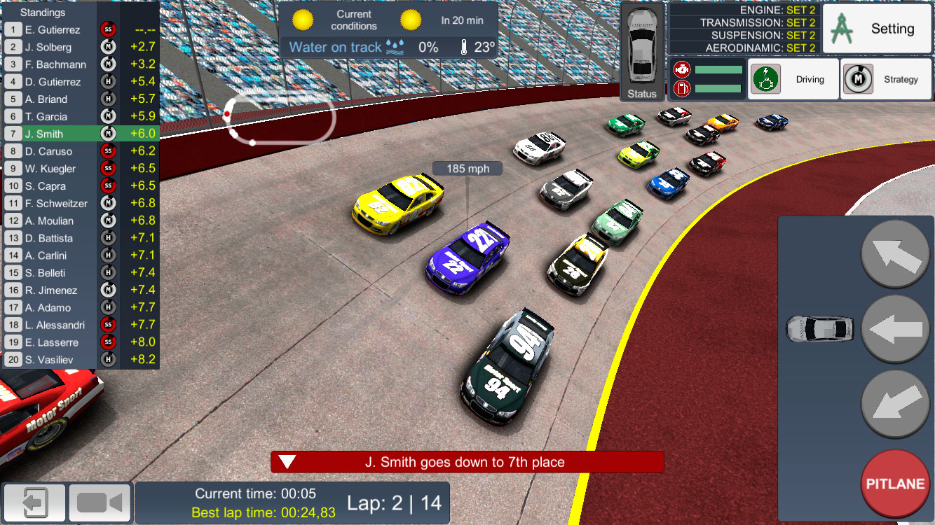 Gameplay of the American Speedway Manager for Android phone or tablet.