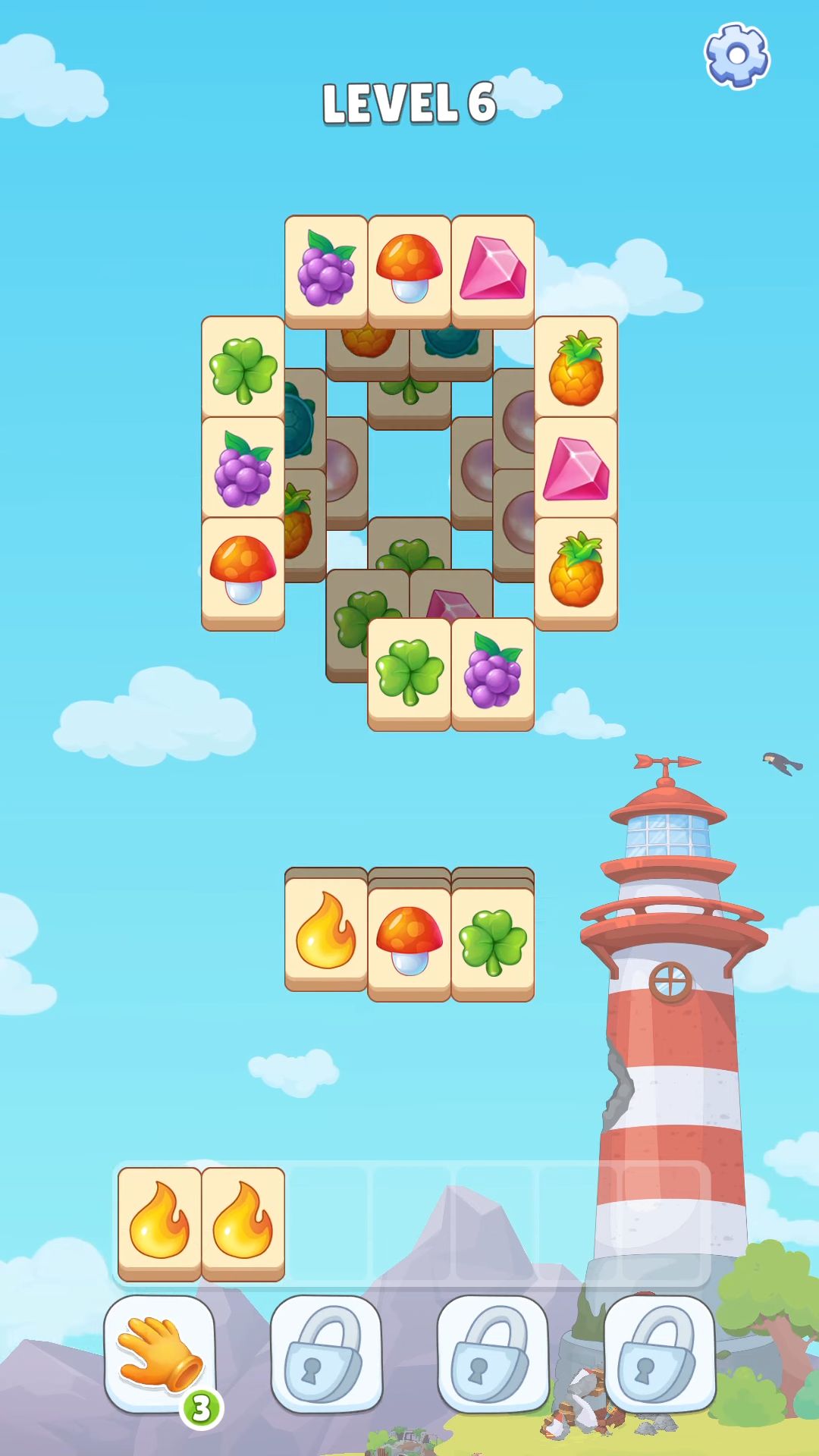 Gameplay of the Andy Volcano: Tile Match Story for Android phone or tablet.