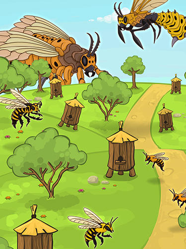 Gameplay of the Angry bee evolution: Idle cute clicker tap game for Android phone or tablet.