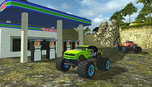 Gameplay of the Angry truck canyon hill race for Android phone or tablet.