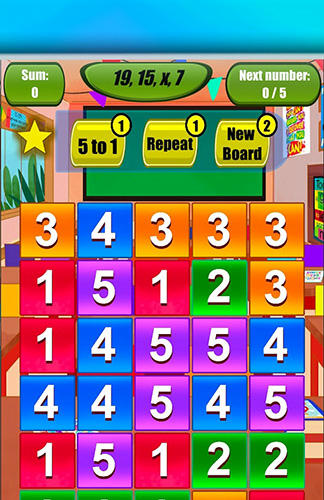 Gameplay of the Aquizmatics: Mathematics match puzzle test for Android phone or tablet.