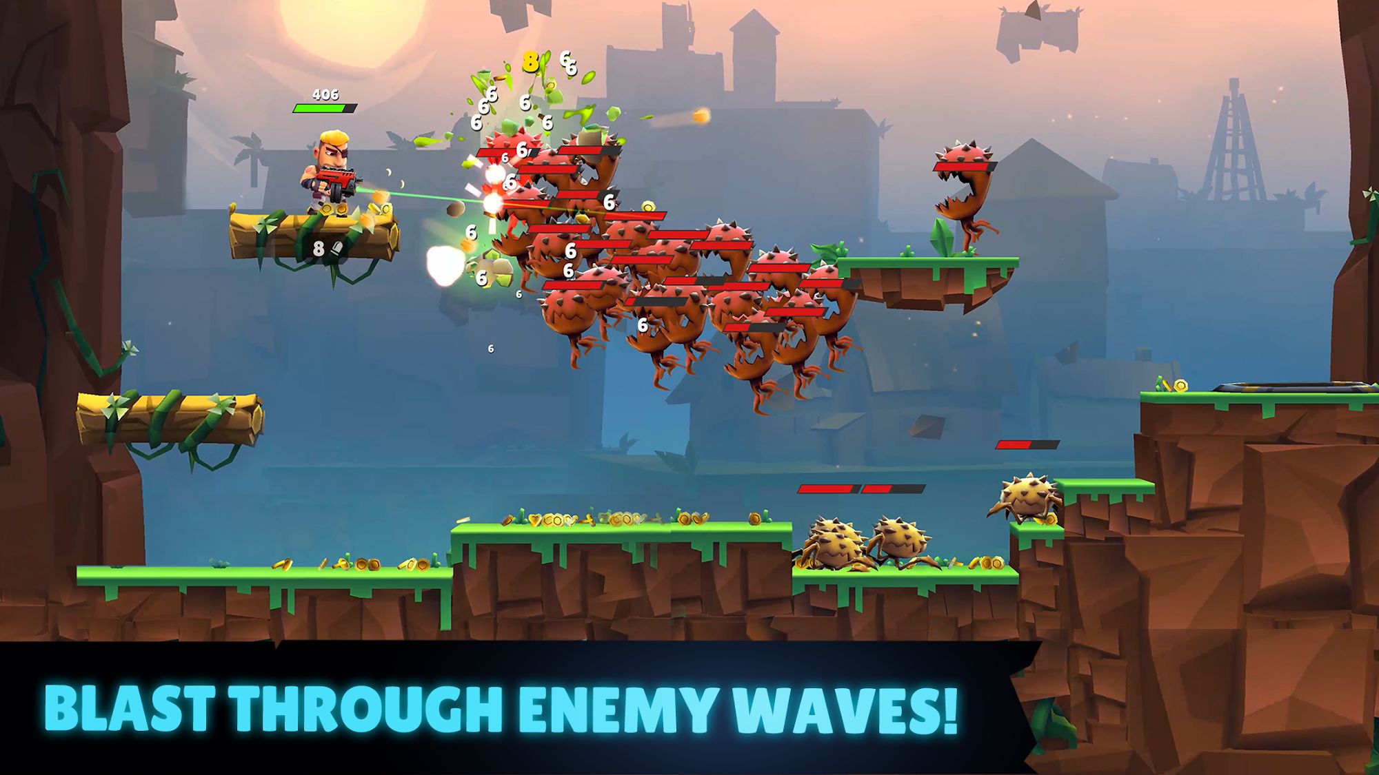 Gameplay of the Autogun Heroes: Run and Gun for Android phone or tablet.