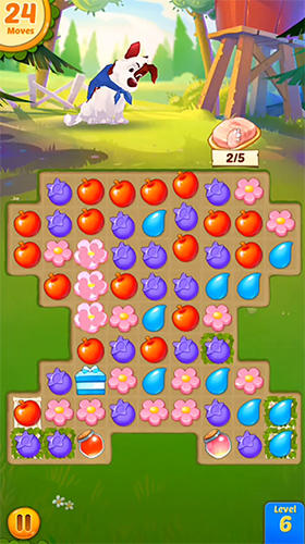 Gameplay of the Backyard bash: New match 3 pet game for Android phone or tablet.