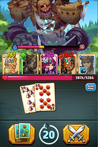 Gameplay of the Battlejack: Blackjack RPG for Android phone or tablet.