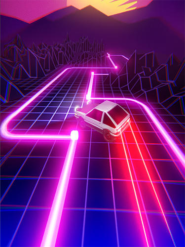 Gameplay of the Beat rider: Retrowave race for Android phone or tablet.