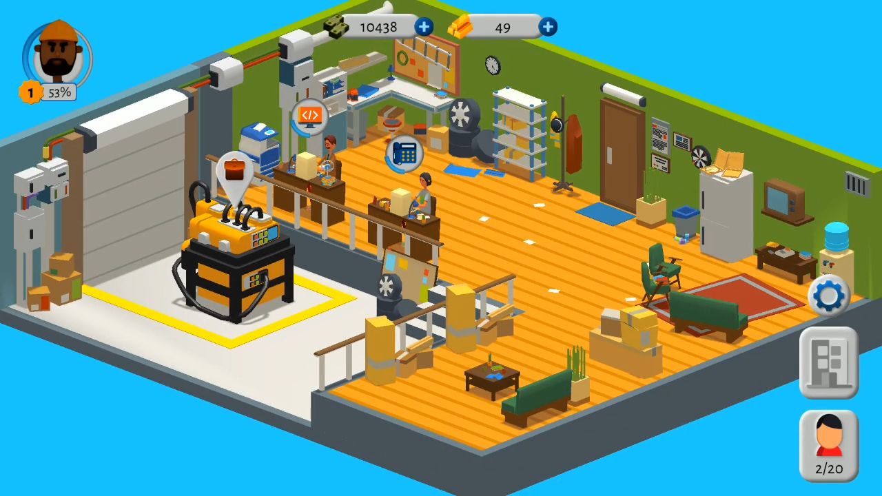 Gameplay of the Big Boss: Startup. Tycoon for Android phone or tablet.
