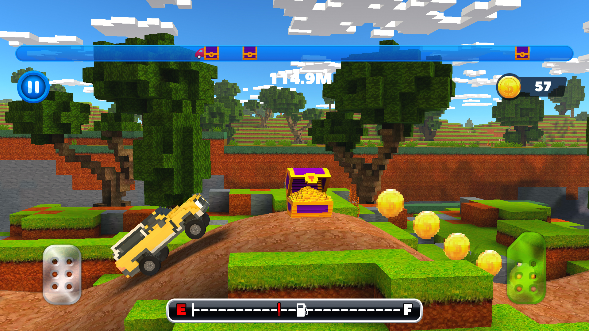 Gameplay of the Blocky Rider: Roads Racing for Android phone or tablet.