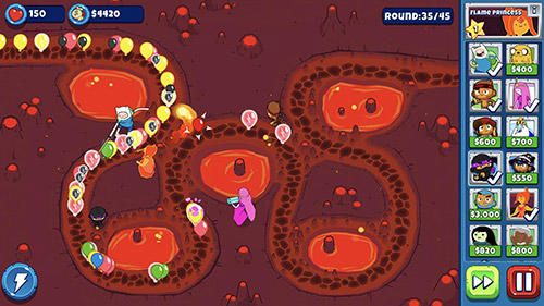 Gameplay of the Bloons adventure time TD for Android phone or tablet.