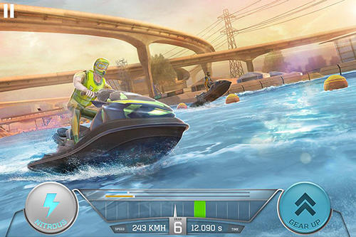 Gameplay of the Boat racing 3D: Jetski driver and furious speed for Android phone or tablet.