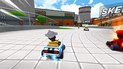 Gameplay of the Boom karts: Multiplayer kart racing for Android phone or tablet.