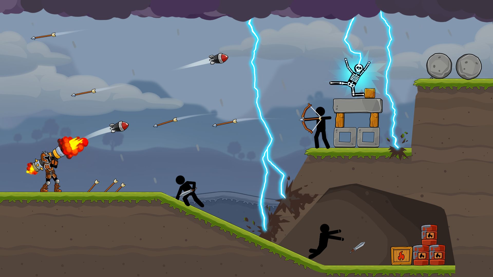 Gameplay of the Boom Stick: Bazooka Puzzles for Android phone or tablet.