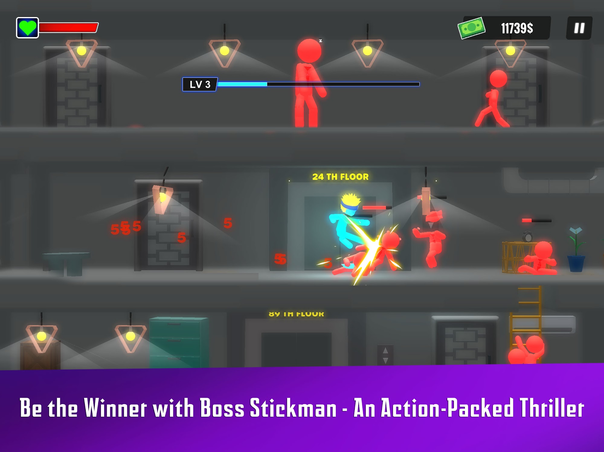 Gameplay of the Boss Stickman for Android phone or tablet.