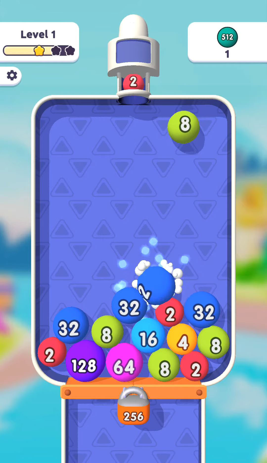 Gameplay of the Bubble Buster 2048 for Android phone or tablet.