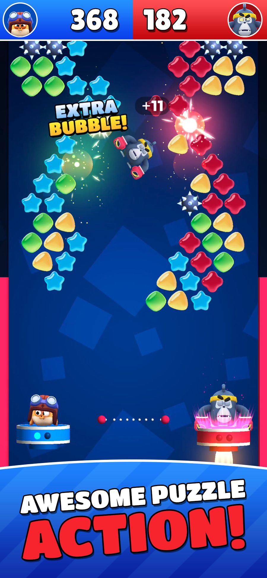 Gameplay of the Bubble Stars for Android phone or tablet.
