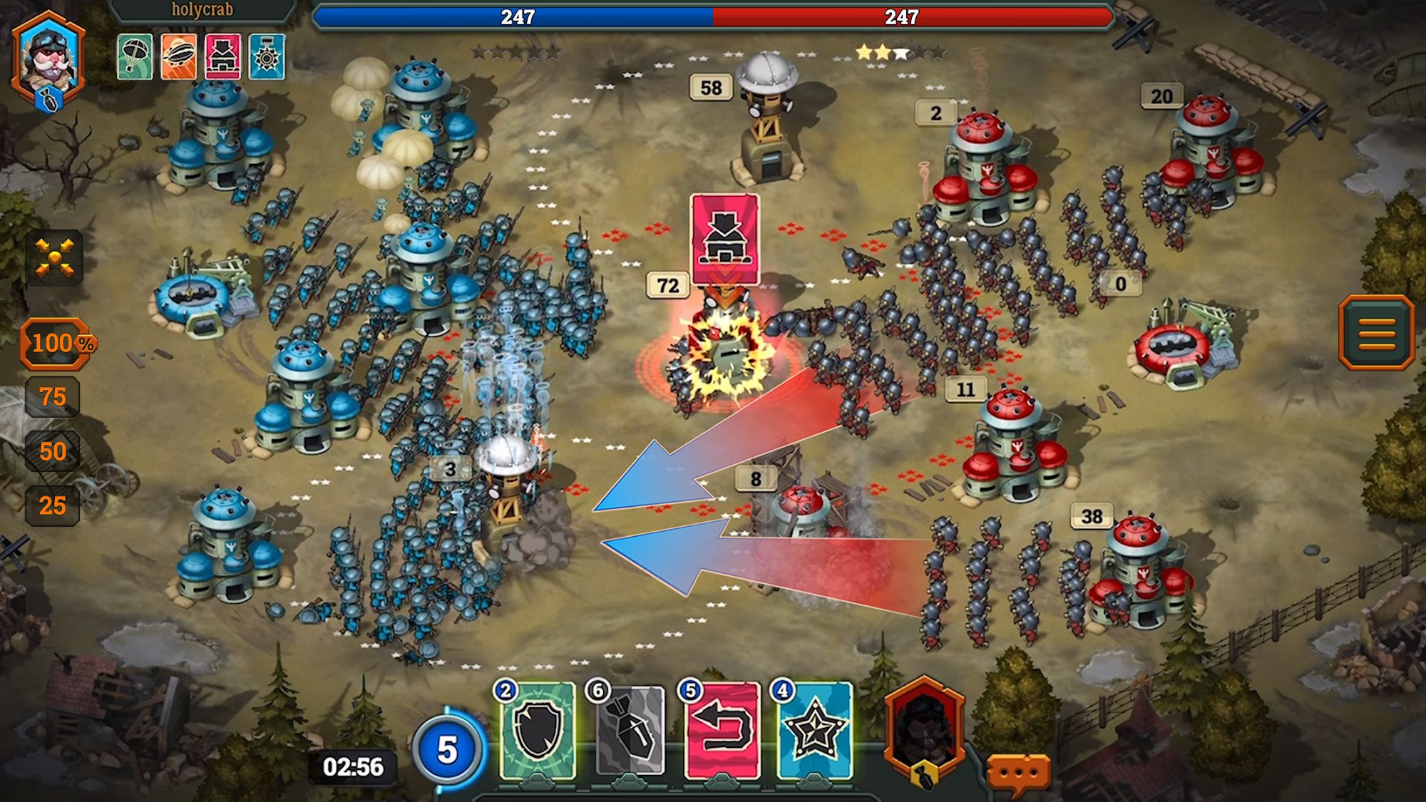 Gameplay of the Bunker Wars: WW1 RTS Game for Android phone or tablet.