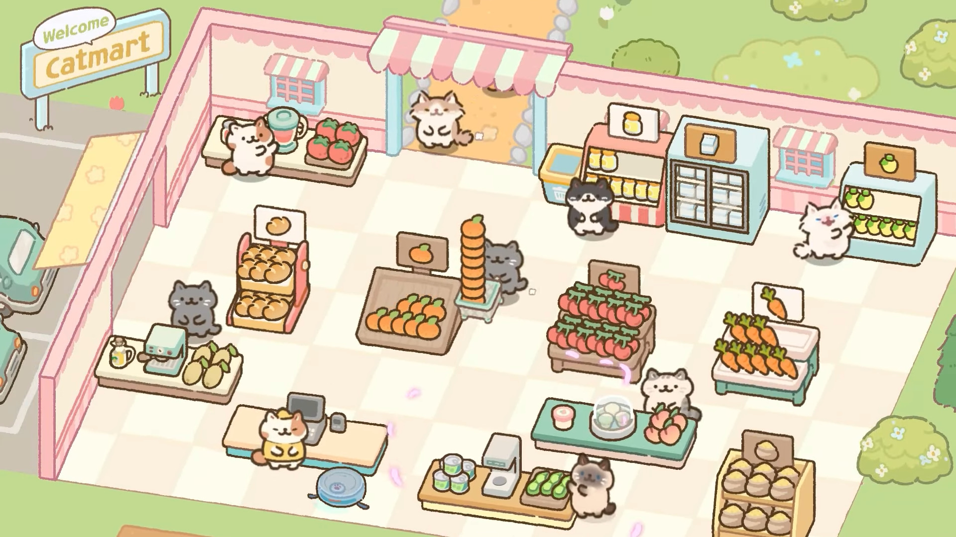 Gameplay of the Cat Mart : Purrfect Tycoon for Android phone or tablet.