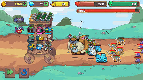 Gameplay of the Cat'n'robot: Idle defense for Android phone or tablet.