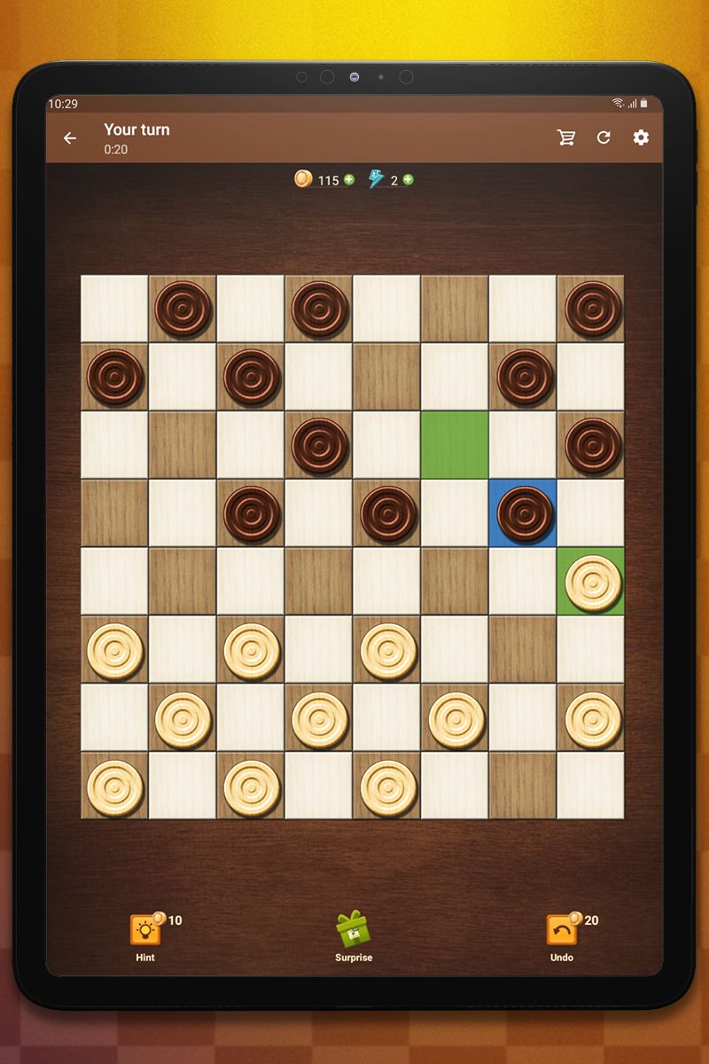 Gameplay of the Checkers Online for Android phone or tablet.