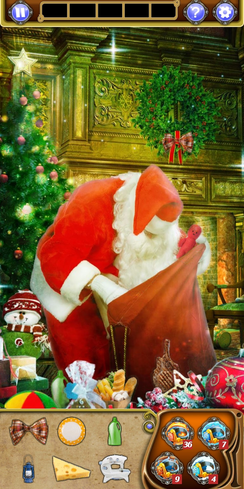 Gameplay of the Christmas Hidden Object: Xmas Tree Magic for Android phone or tablet.