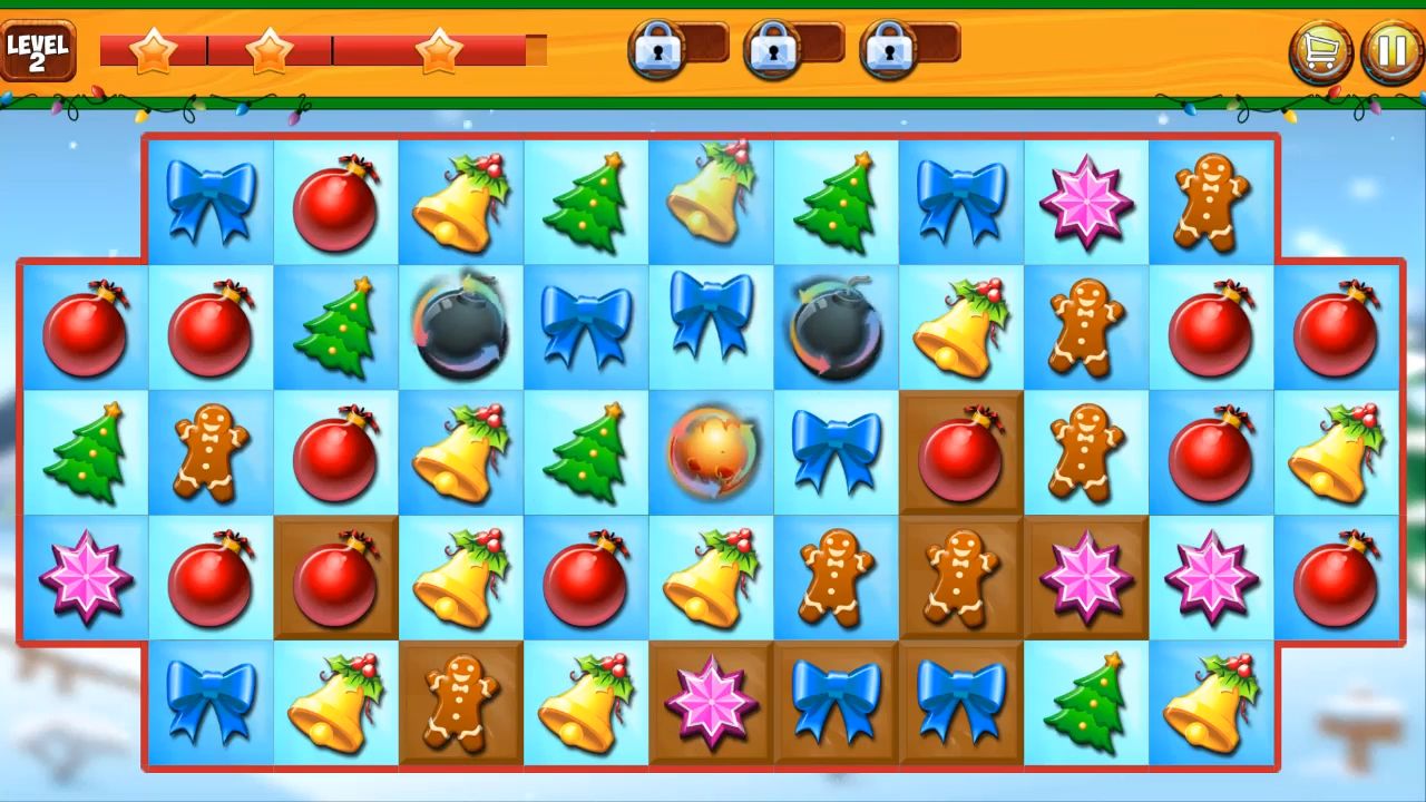 Gameplay of the Christmas Holiday Crush Games for Android phone or tablet.