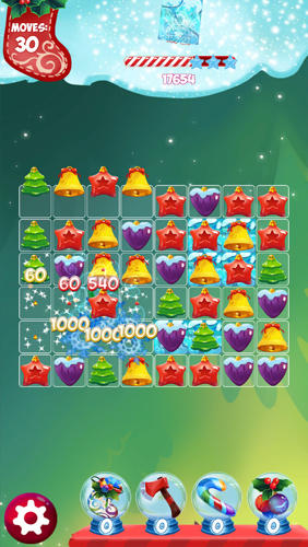 Gameplay of the Christmas match 3: Puzzle game for Android phone or tablet.