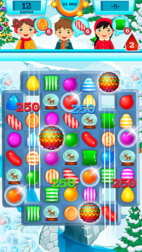 Gameplay of the Christmas sweets: Match 3 for Android phone or tablet.