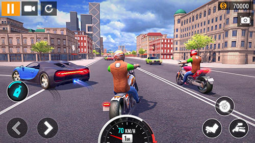 Gameplay of the City motorbike racing for Android phone or tablet.