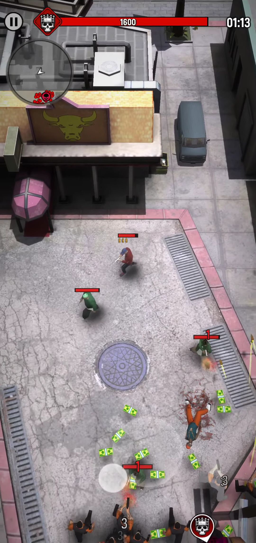 Gameplay of the City of Crime: Gang Wars for Android phone or tablet.