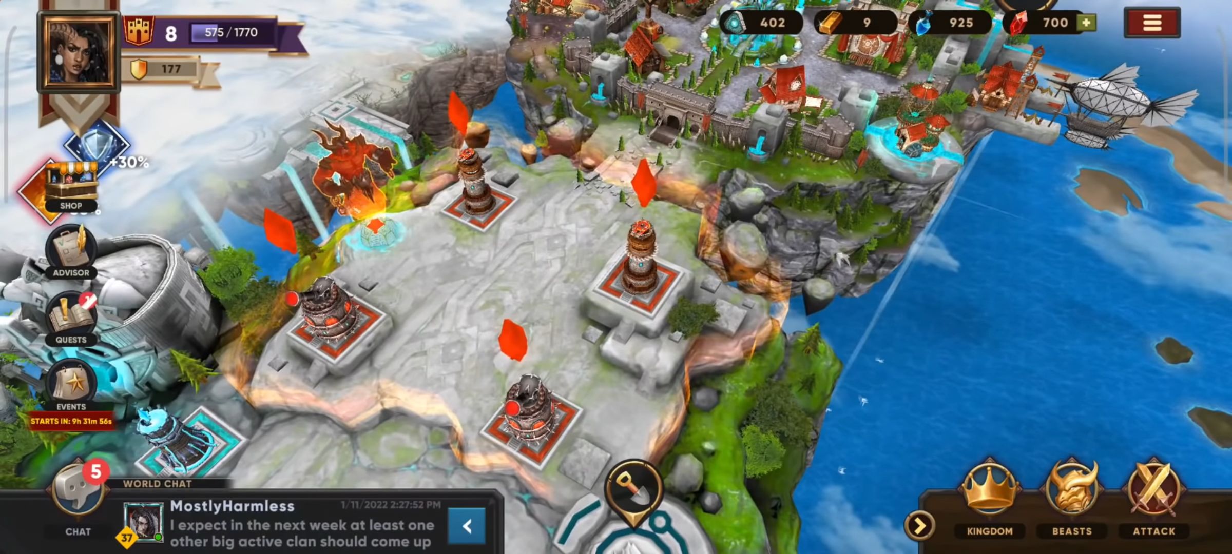 Gameplay of the Clash of Beasts: Tower Defense for Android phone or tablet.