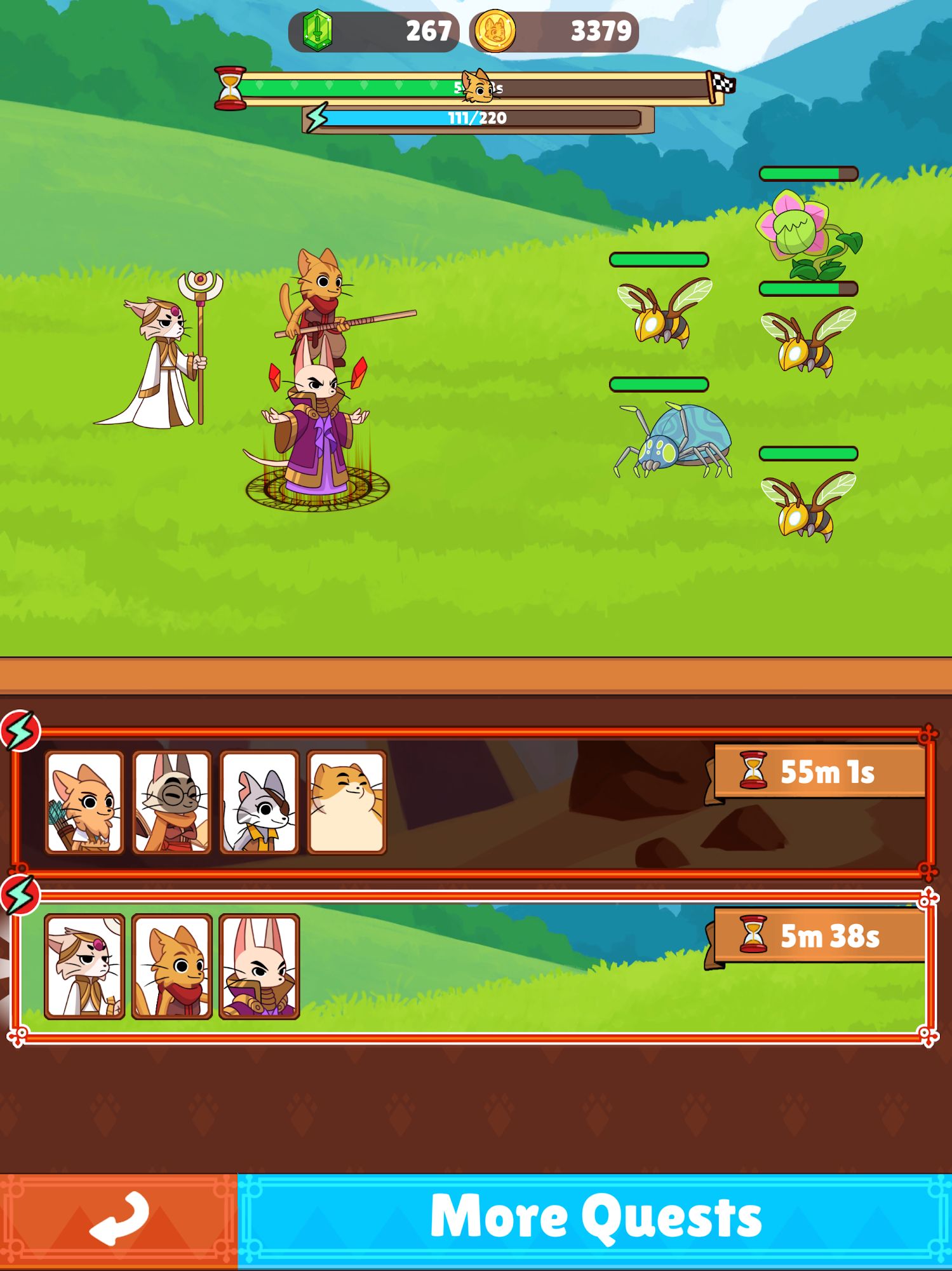 Gameplay of the Clicker Cats - RPG Idle Heroes for Android phone or tablet.