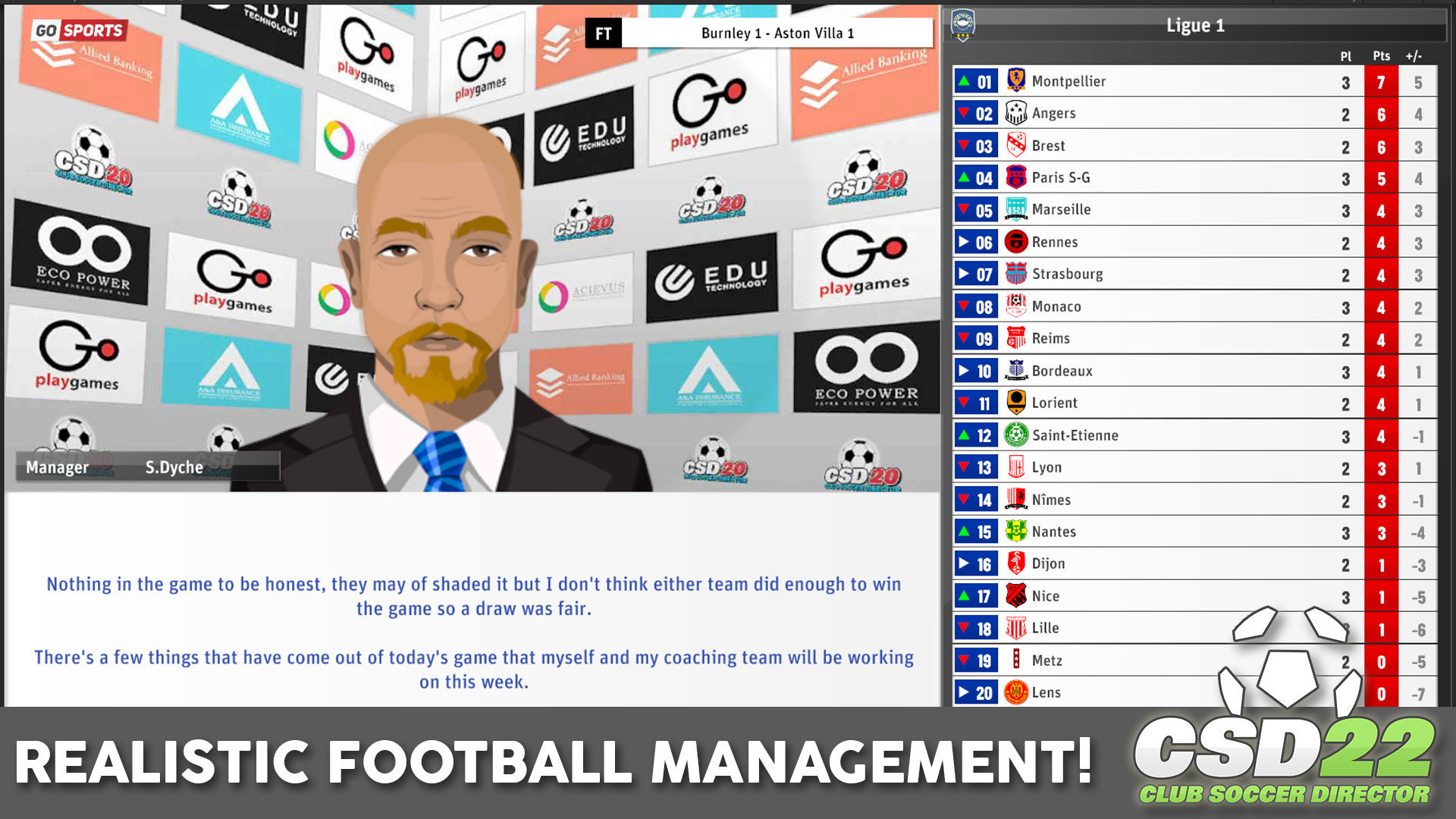 Gameplay of the Club Soccer Director 2022 for Android phone or tablet.